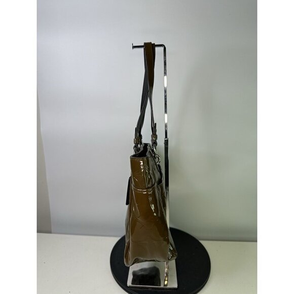 COACH Patent Leather Embossed Shoulder Bag # F17728 Green - Picture 3 of 12